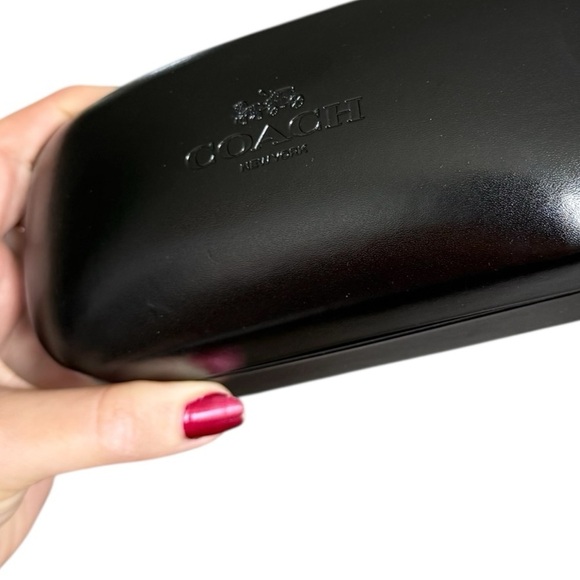 Coach Sunglass Case Hard Clamshell Black Eyeglass Case Embossed Logo - Picture 5 of 7